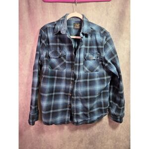 Jachs MFG Mens Blue Plaid Heritage Flannel Shirt Classic‎ Fit Button Up Size L